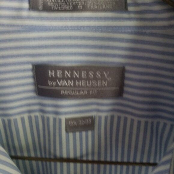 Hennessly by Van Heusen Men's Blue and White Striped Dress Shirt, 15-1/2", … - Picture 4 of 6